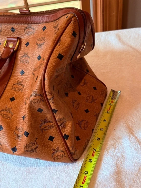 MCM Cognac Monogram Visetos Duffel Bag with Brown Leather Trim - Picture 10 of 10